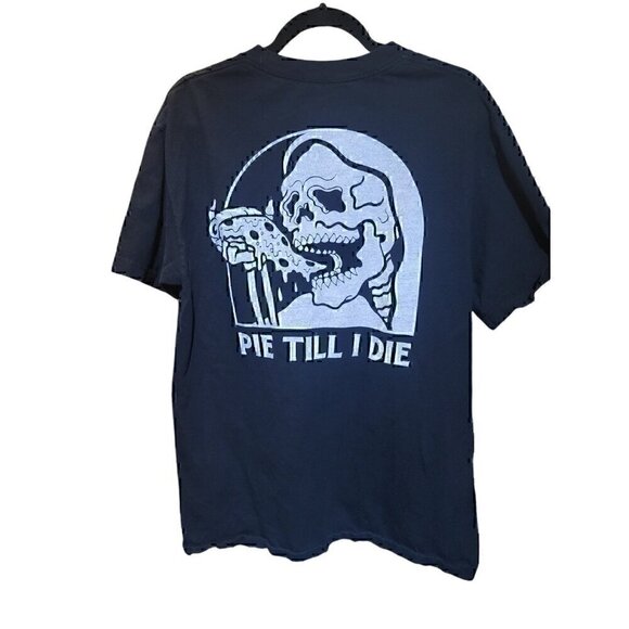 Sketchy Tank Men T-Shirt Black Pie Till I Die Skeleton Pizza Graphic Size L - Picture 2 of 5